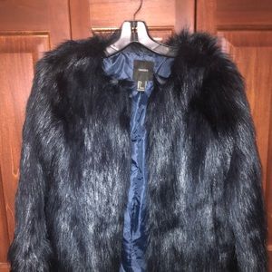 Navy faux fur coat